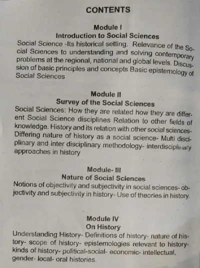 Perspectives and Methodologies in Social Sciences | BA History Semester 1, MG University 