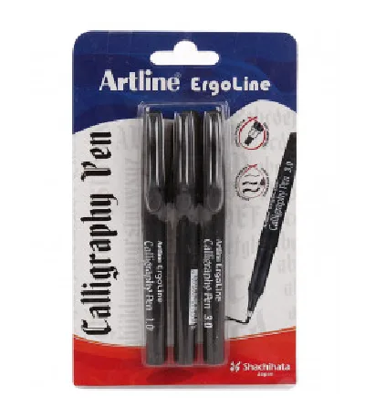 Artline Ergoline Calligraphy Pen - Black (3 Pcs with 1.0,2.0,3.0 Tips)