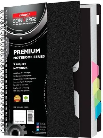 Luxor 5 Subject Single Ruled Spiral Notebook - A5 Size - 70 GSM - 300 Pages