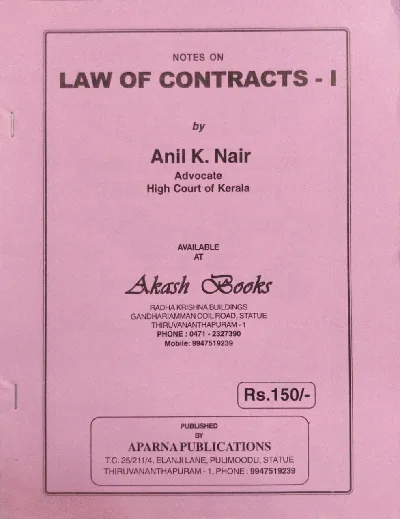 Law of Contracts-I - Anil K Nair (Notes)