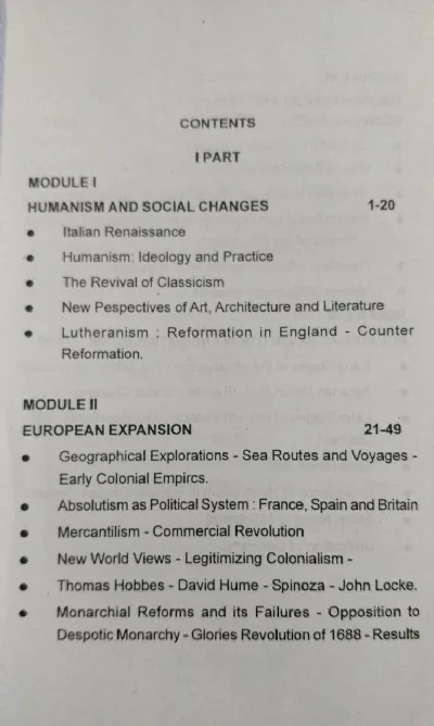 Modern World History | BA History Semester 1,2,3&4 | Calicut University