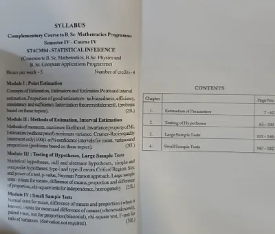 Text Book of Complementary Statistics BSc, Semester 4 | Ramakrishna Pillai | MG University