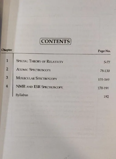 Relativity and Spectroscopy | BSc Degree Programme Semester 6 | MG University