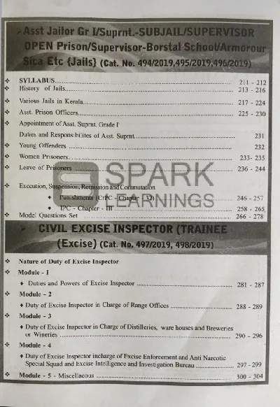 Kerala PSC Degree Level Mains Special Topics | Sub Inspector of Police, Women Sub Inspector, Asst. Jailer/Prison Officer, Excise Inspector | Spark Publications
