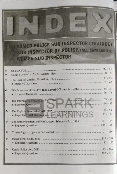 Kerala PSC Degree Level Mains Special Topics | Sub Inspector of Police, Women Sub Inspector, Asst. Jailer/Prison Officer, Excise Inspector | Spark Publications