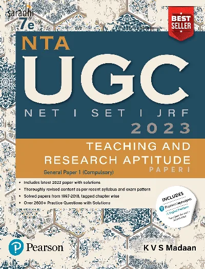 NTA UGC NET /SET/JRF Paper 1, Teaching and Research Aptitude – 2023, Includes latest 2022 paper and 2600+ Practice Questions with Solutions | Includes NEP - 2020| 7th Edition - By Pearson