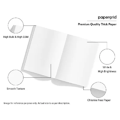 Papergrid King Size Notebook Unruled (Set of 6) | Page Size 24 cm * 18 cm | 160 Pages