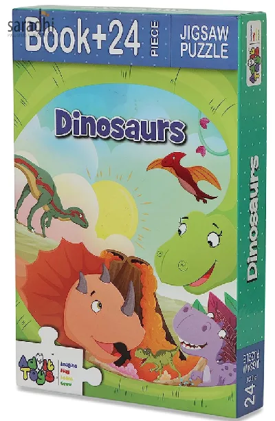 Jigsaw Puzzle (24 Piece + Educational Fun Fact Book Inside) Dinosaurs
