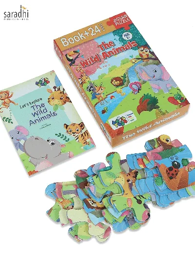 Jigsaw Puzzle (24 Piece + Fun Fact Book Inside) Wild Animals