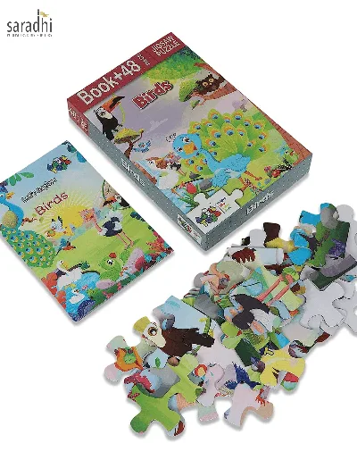 Jigsaw Puzzle (48 Piece + Fun Fact Book Inside) Birds