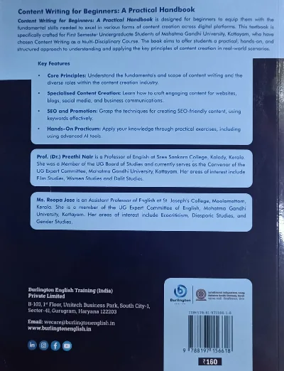 Content Writing For Beginners |A Practical Hand Book Text Book For MGU-UGP MDC In English I Semester