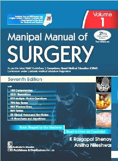 MANIPAL MANUAL OF SURGERY | VOL 1 | SEVENTH EDITION |  K RAJAGOPAL SHENOY | ANITHA SHENOY (NILESHWAR) |