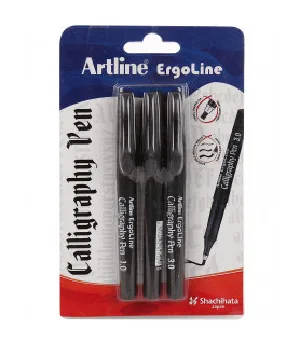 Artline Ergoline Calligraphy Pen - Black (3 Pcs with 1.0,2.0,3.0 Tips)