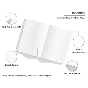 Papergrid King Size Notebook Unruled (Set of 6) | Page Size 24 cm * 18 cm | 160 Pages